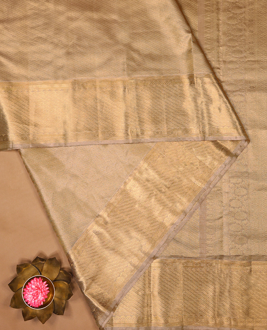 Golden Colour Tissue Silk Saree having Pooraan Vankj Designed Body with Self Coloured Border and Blouse