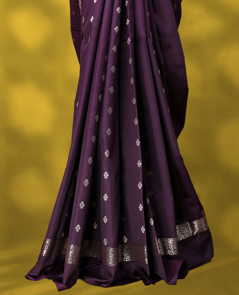 Royal Purple Colour Vasundhara Lite Silk Saree having Butta Work in Body with Self Coloured Border and Blouse
