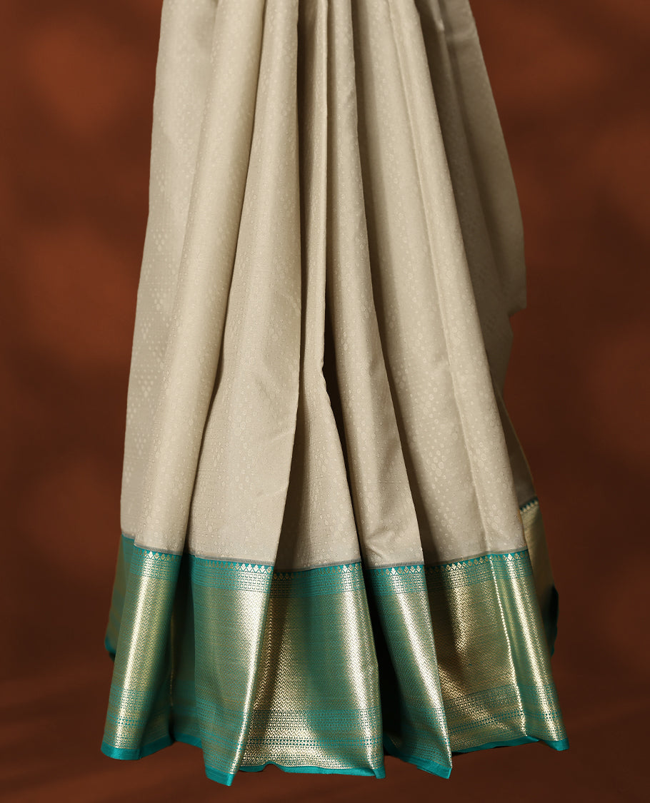Smokey Taupe Colour Vasundhara Lite Silk Saree having Thread Work in Body with Contrast Coloured Border and Blouse