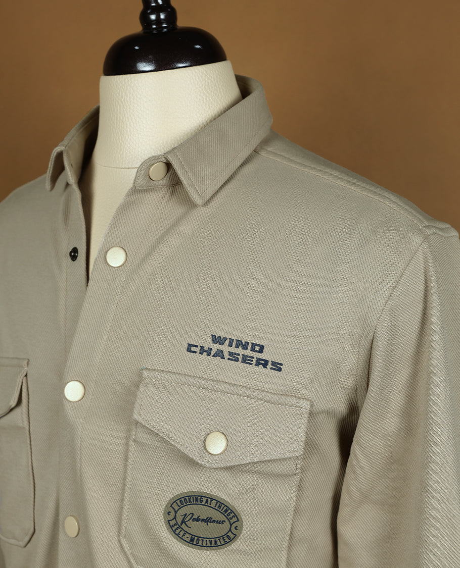 Dark Beige Colour Plain RIVER BLUE Full Sleeve Shirt for Men