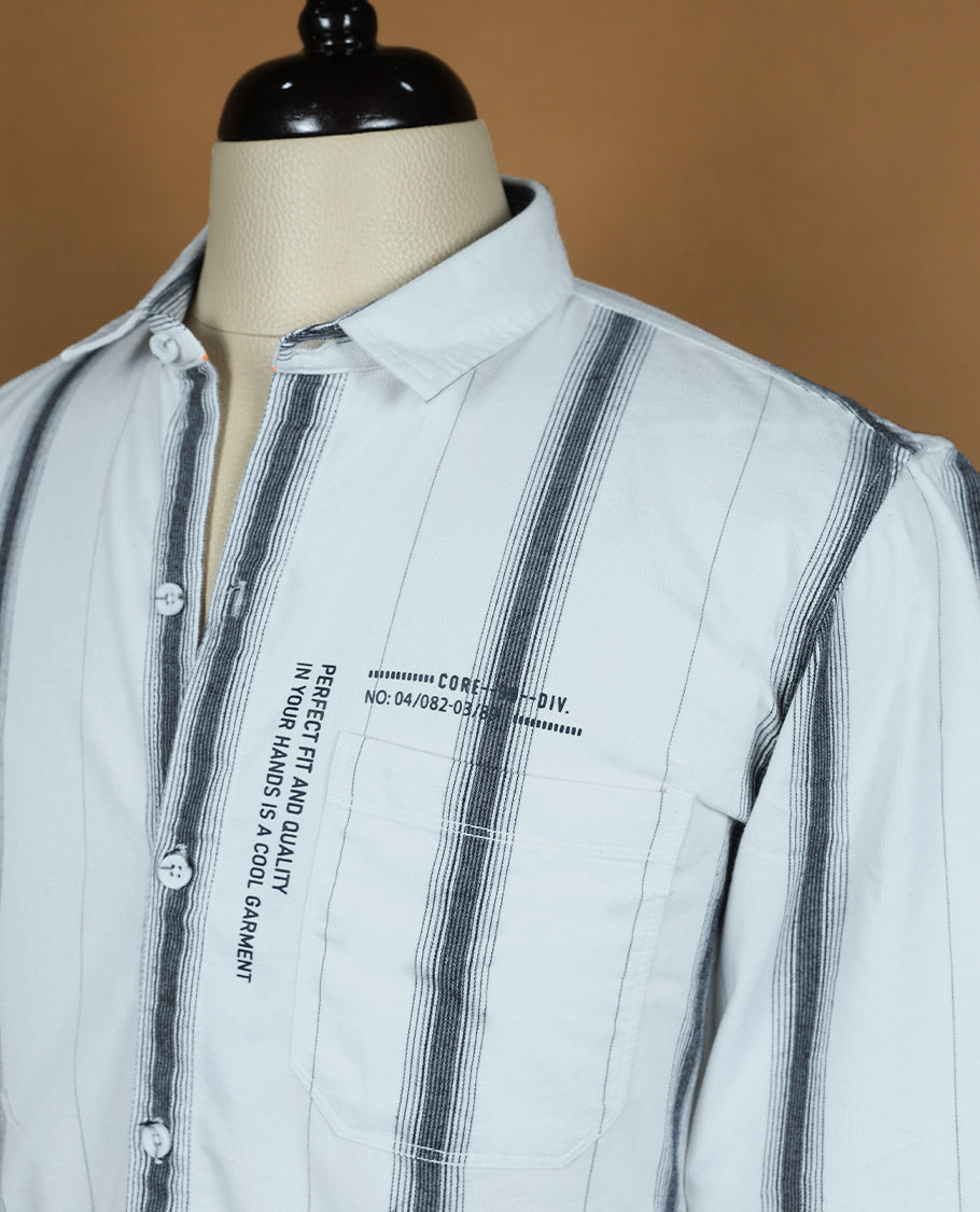 White Colour GLC Full Sleeve Shirt with Stripes for Men