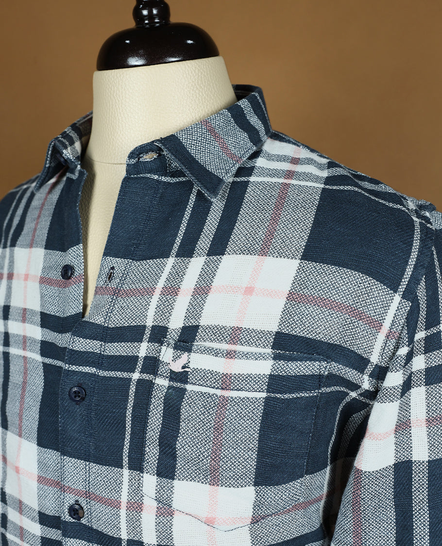 Dark Blue Colour EQ:IQ SPORT Full Sleeve Shirt with Check for Men