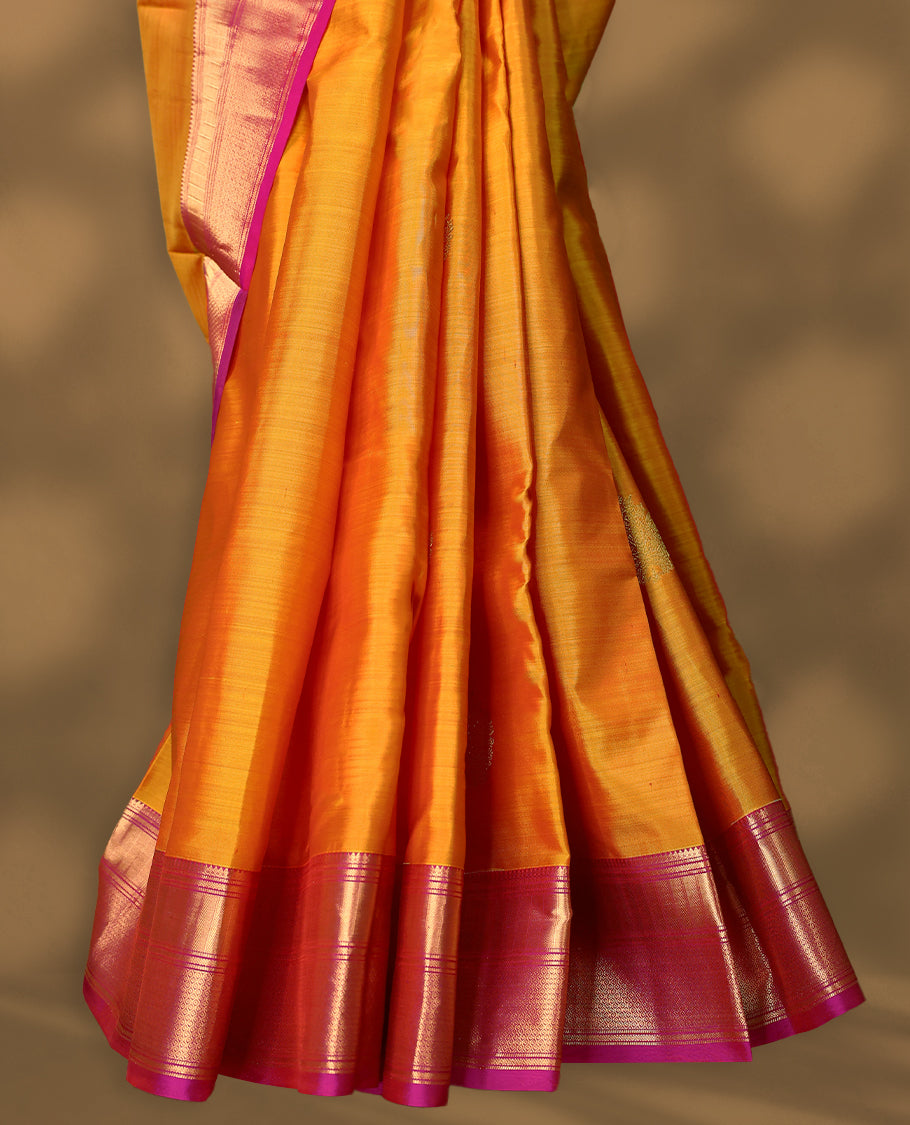 Orange Colour Vasundhara Silk Saree having Golden Thread Work in Body with Contrast Border and Blouse