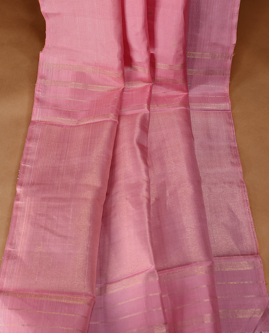 Light Pink Colour Pure Kancheepuram Traditional Silk Saree having Golden Worked Body with Border and Blouse
