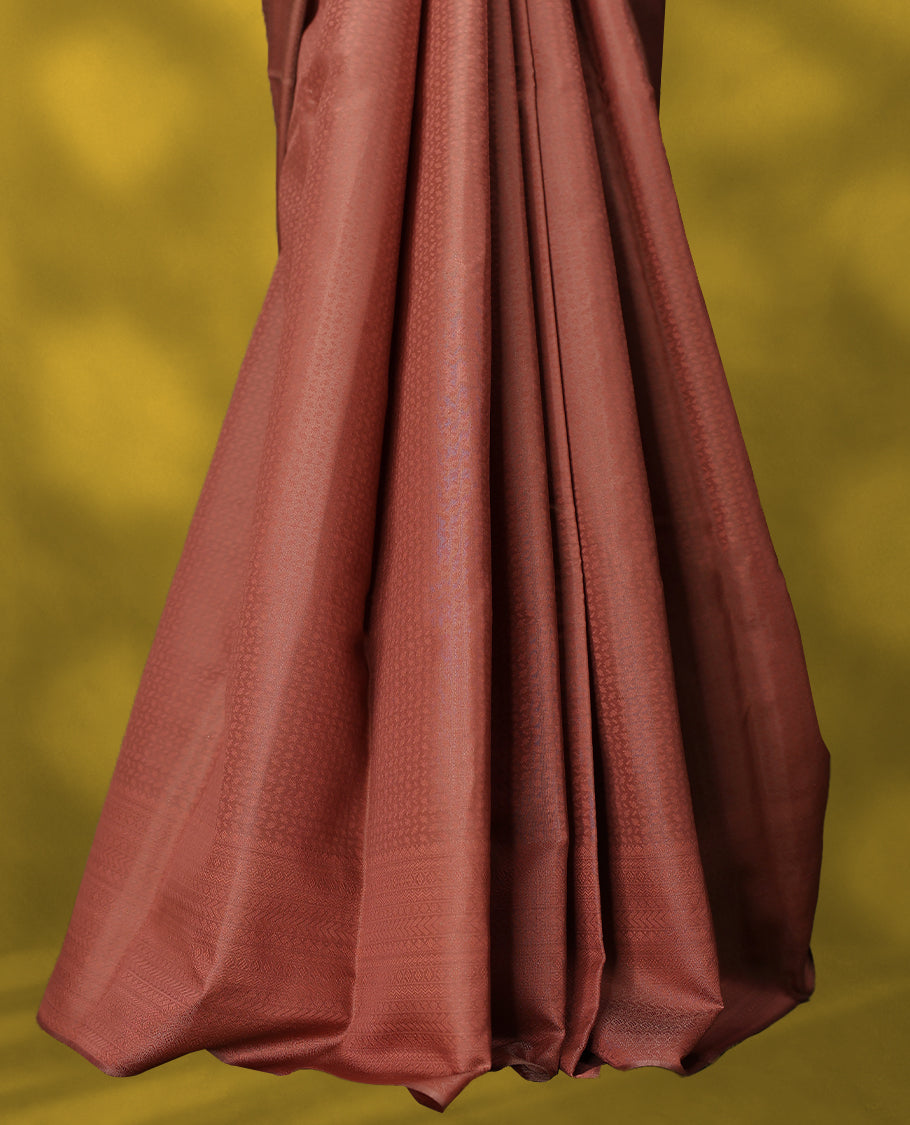 Brick Brown Colour Vasundhara Lite Silk Saree having Thread Work in Body with Self Coloured Border and Blouse