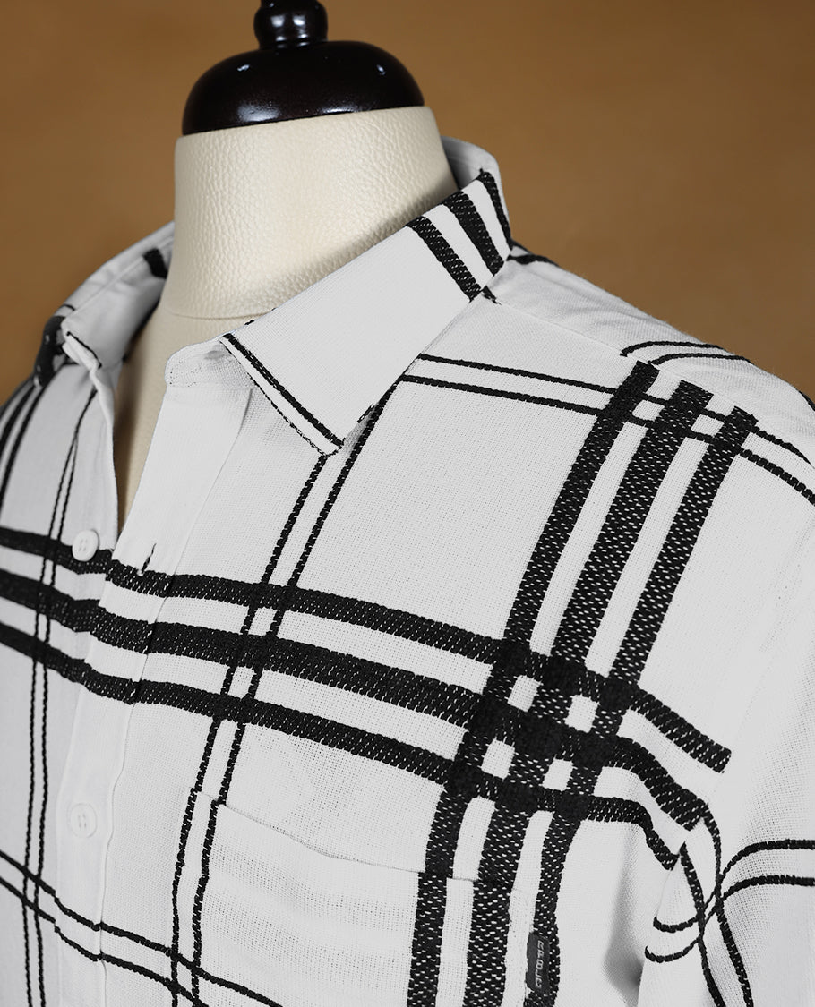 White and Black Colour Checked NORTH REPUBLIC Full Sleeve Shirt for Men