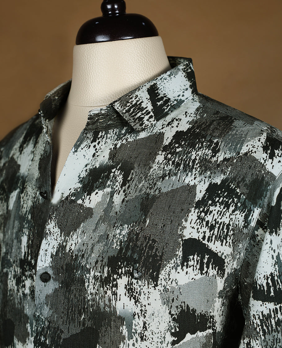 Dark with Multi Colour Printed GVANKEE Full Sleeve Shirt for Men