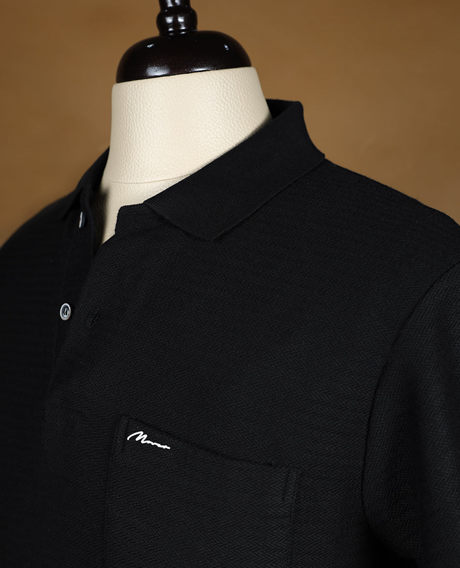 Pure Black Colour BRANDMOVER Plain Half Sleeve T-Shirt for Men