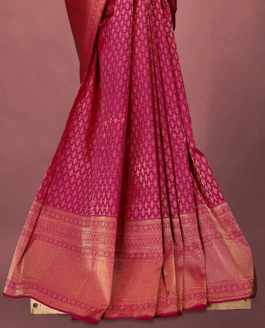 Magenta Kancheepuram Silk Brocade Saree having Brocade Body with Self Coloured Brocade Border and Blouse
