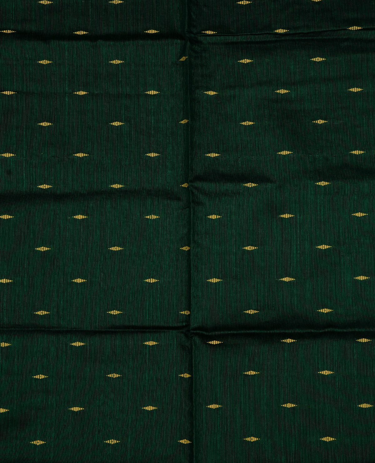 Cream colour cotton set mundu with plain body, featuring Gold zari & green simple kara.