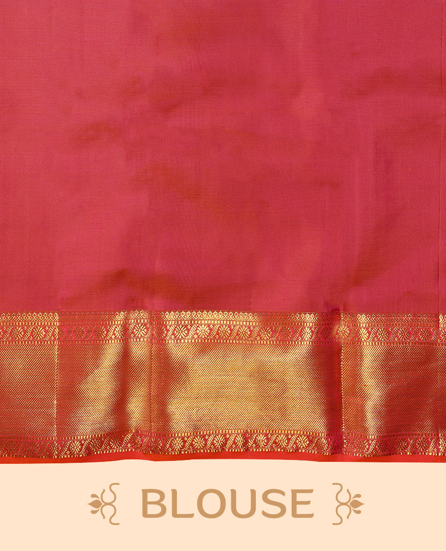 Black Colour pure traditional Kancheepuram silk saree featuring antique zari check designs on the body, complemented by a traditional contrast coloured border and a matching contrast blouse.