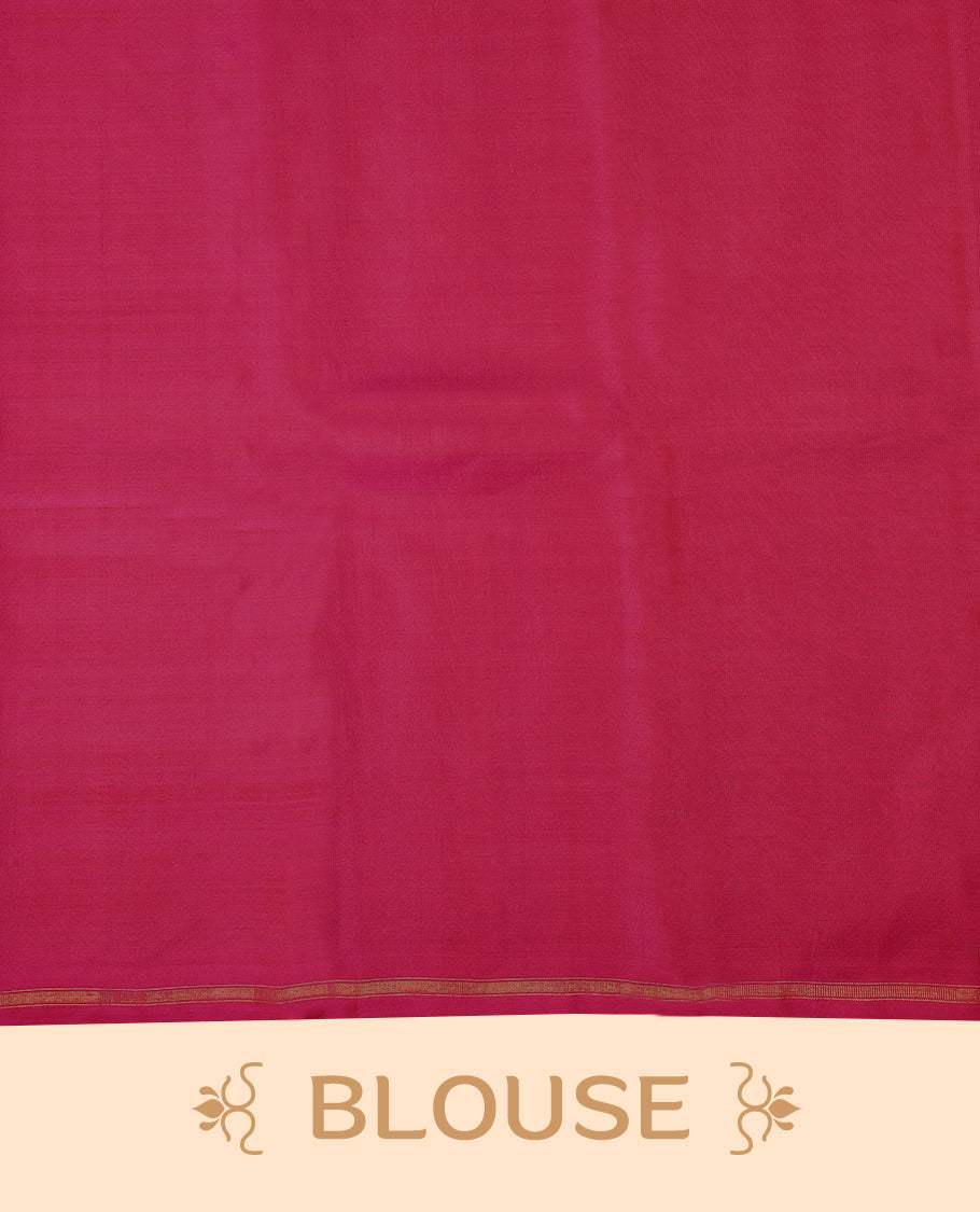 Magenta Colour Pure Kancheepuram Traditional Silk Saree having Thread Worked Body with Border and Blouse