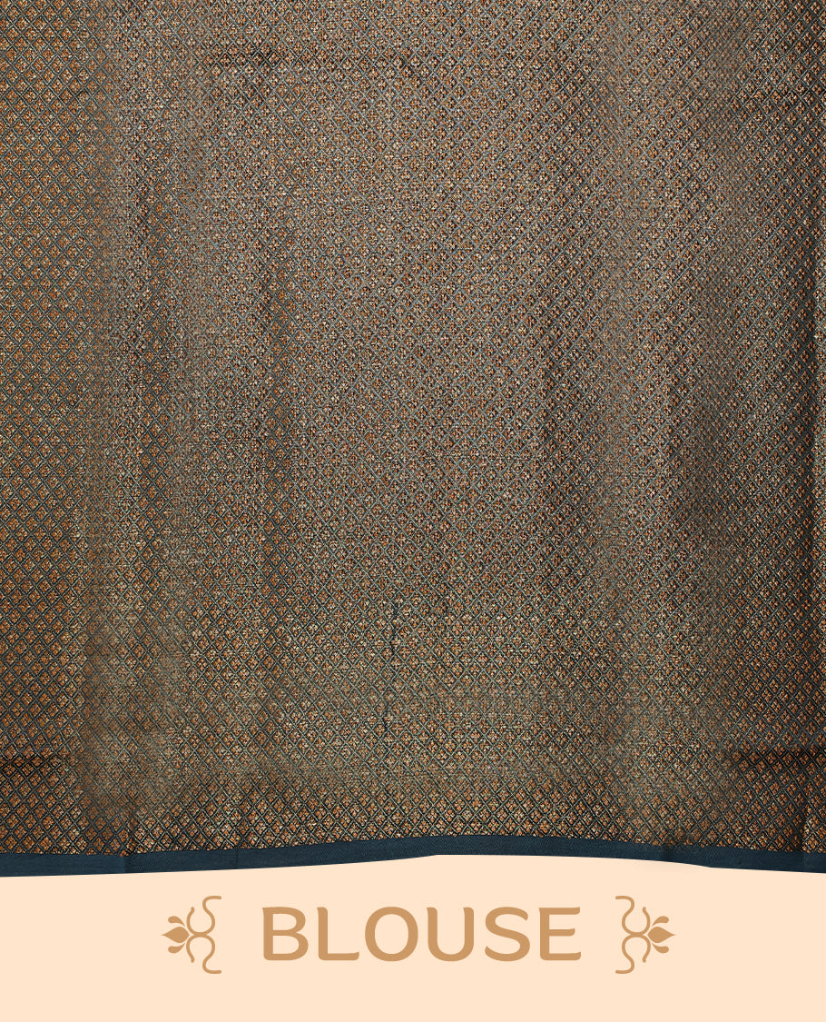 Sky Blue colour pure Banarasi Chanderi cotton fabric, featuring traditional antique zari buttas on the body, complemented by a traditional Indigo Blue Colour border and a matching blouse.