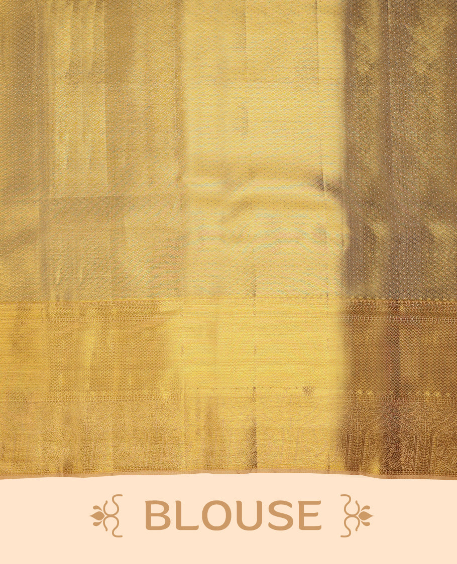 Golden Colour Pure Tissue Wedding Saree having Zari Jaal Body with Self Colour Brocade Border and Blouse