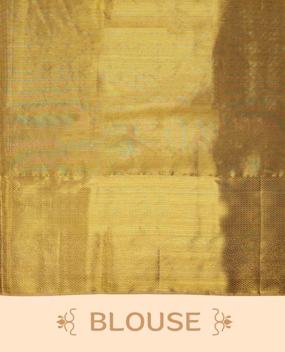 Golden Colour Pure Tissue Wedding Saree having Jaal Worked Body with Self Colour Brocade Border and Blouse