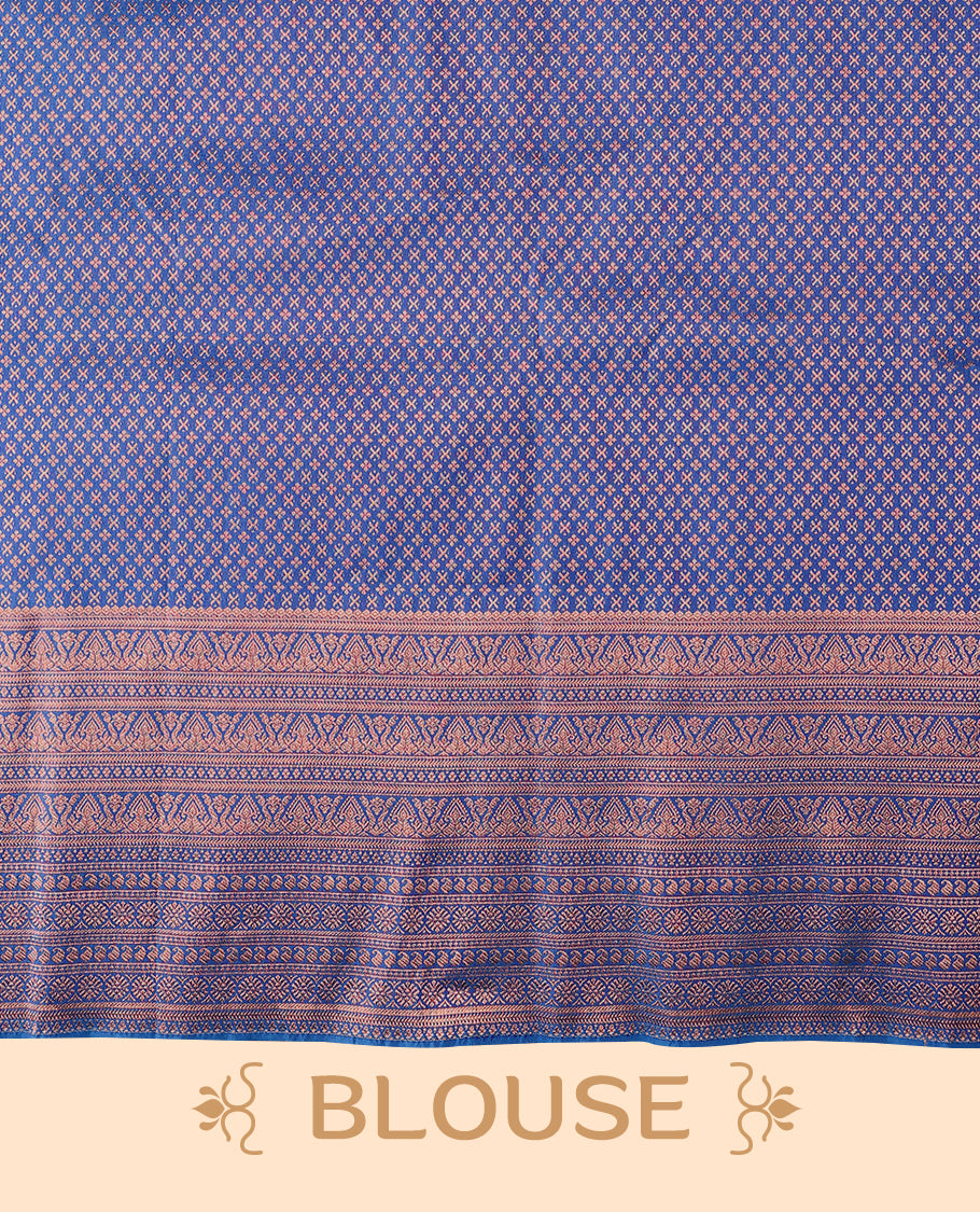 Blue Colour Kancheepuram Silk Brocade Saree having Brocade Body with Self Coloured Brocade Border and Blouse