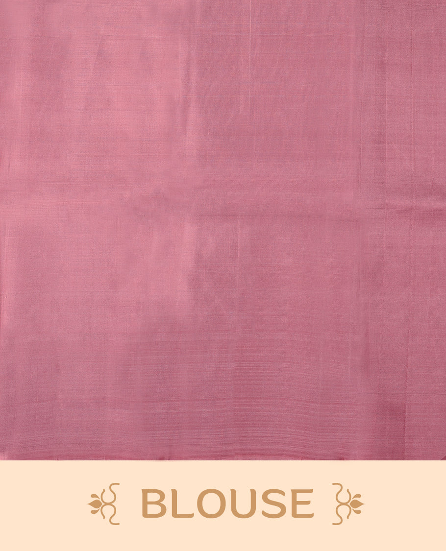 Light Pink Colour Pure Kancheepuram Traditional Silk Saree having Golden Worked Body with Border and Blouse