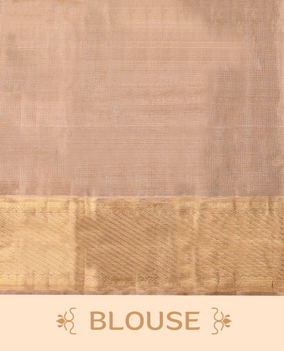 Golden Colour Tissue Silk Saree having Pooraan Vankj Designed Body with Self Coloured Border and Blouse