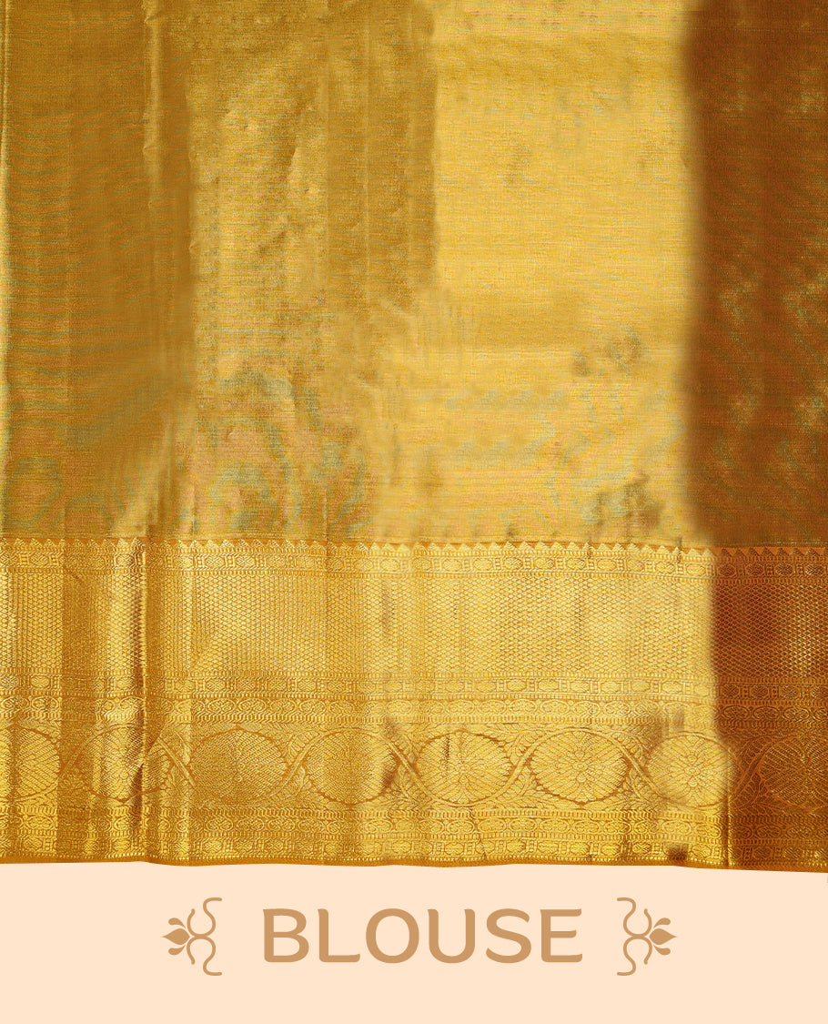 Golden Colour Pure Tissue Wedding Saree having Zari Jaal Body with Mustard Brocade Border and Blouse