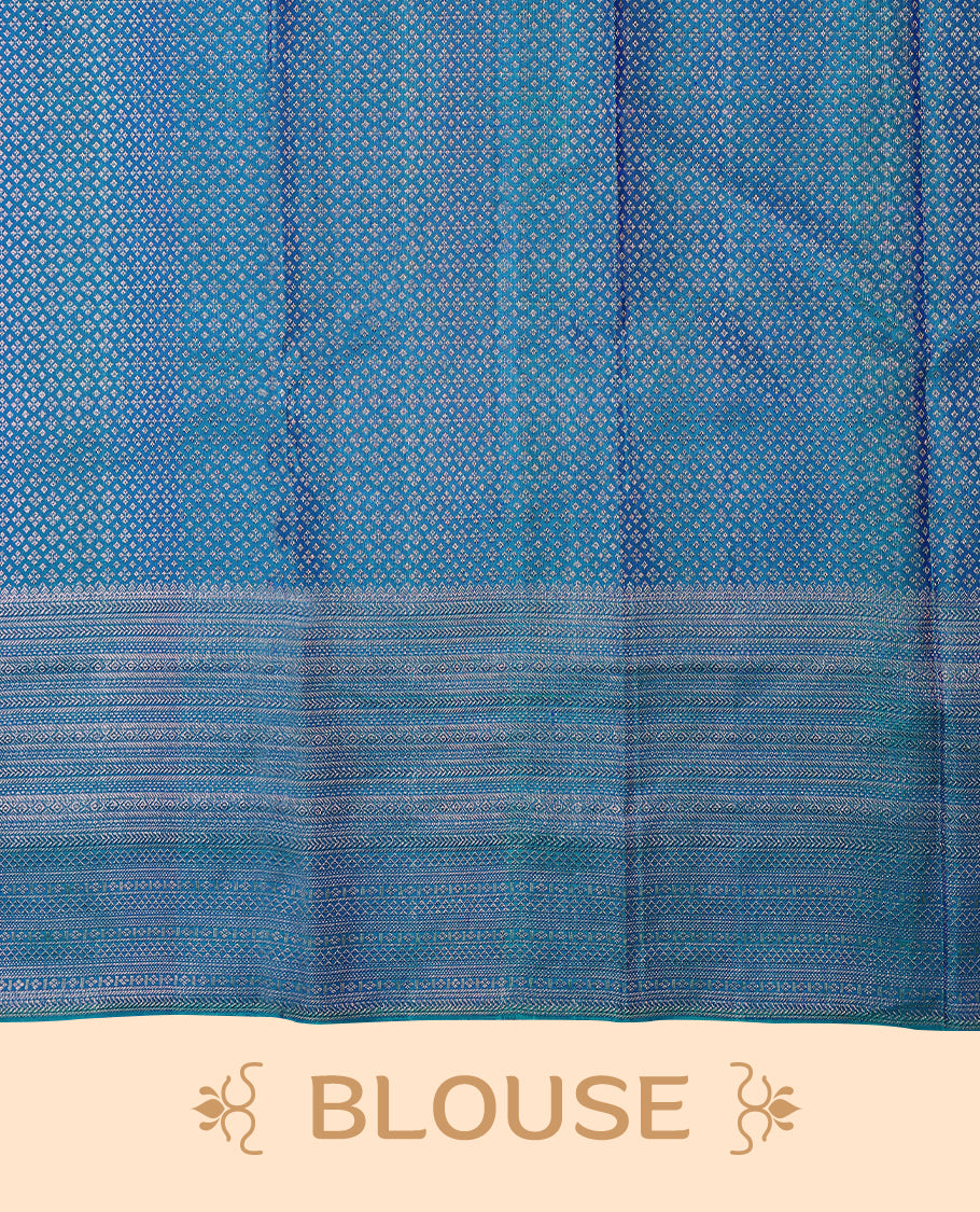 Dual Shade Peacock Colour Kancheepuram Wedding Silk Saree having Worked Body and Border with Self Coloured Blouse