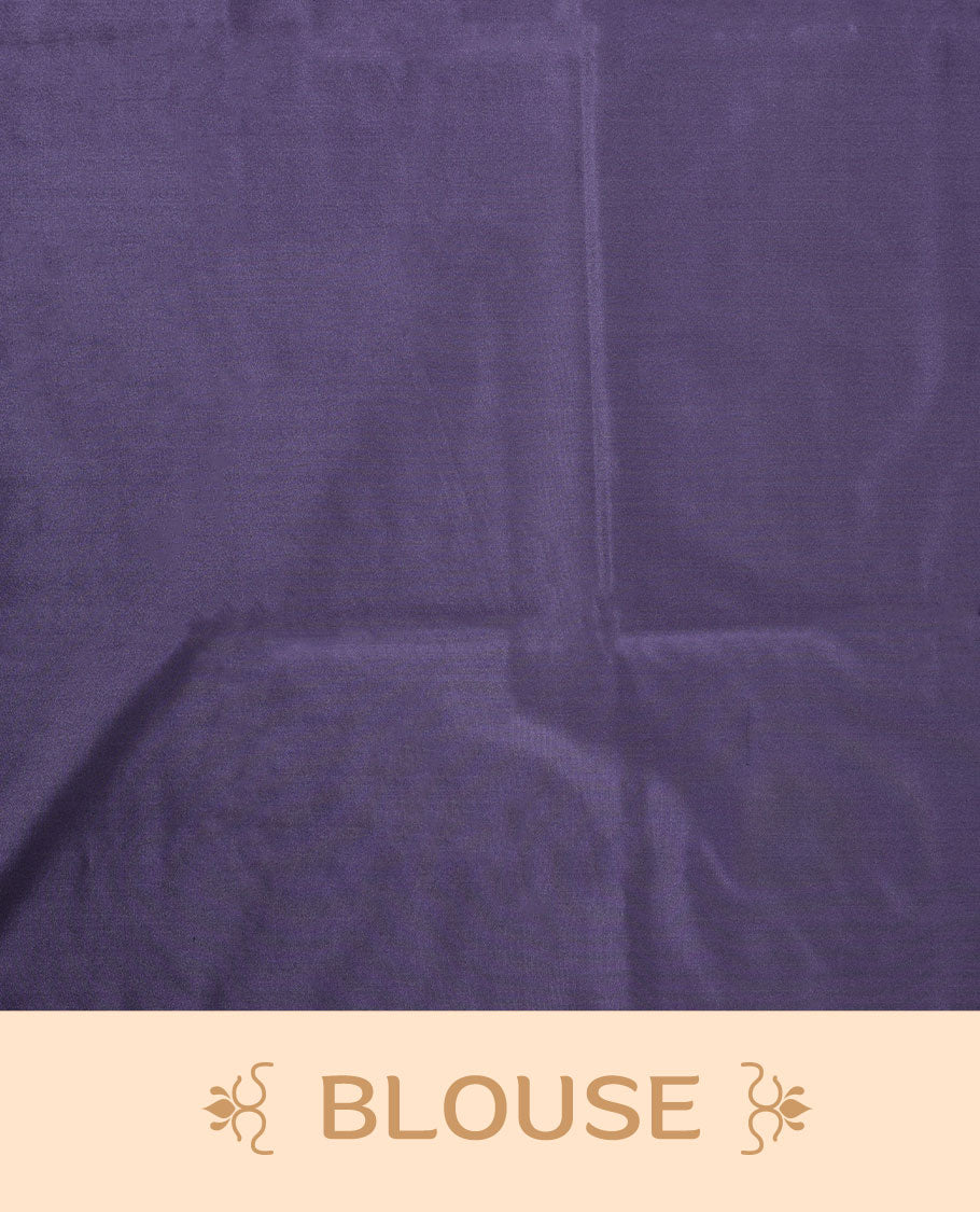 Pastel purple colour semi soft silk saree adorned with delicate woven floral kodi motifs on the body, complemented by a Self colour woven pallu with intricate detailing and tassel accents without border & Comes with a matching blouse piece.