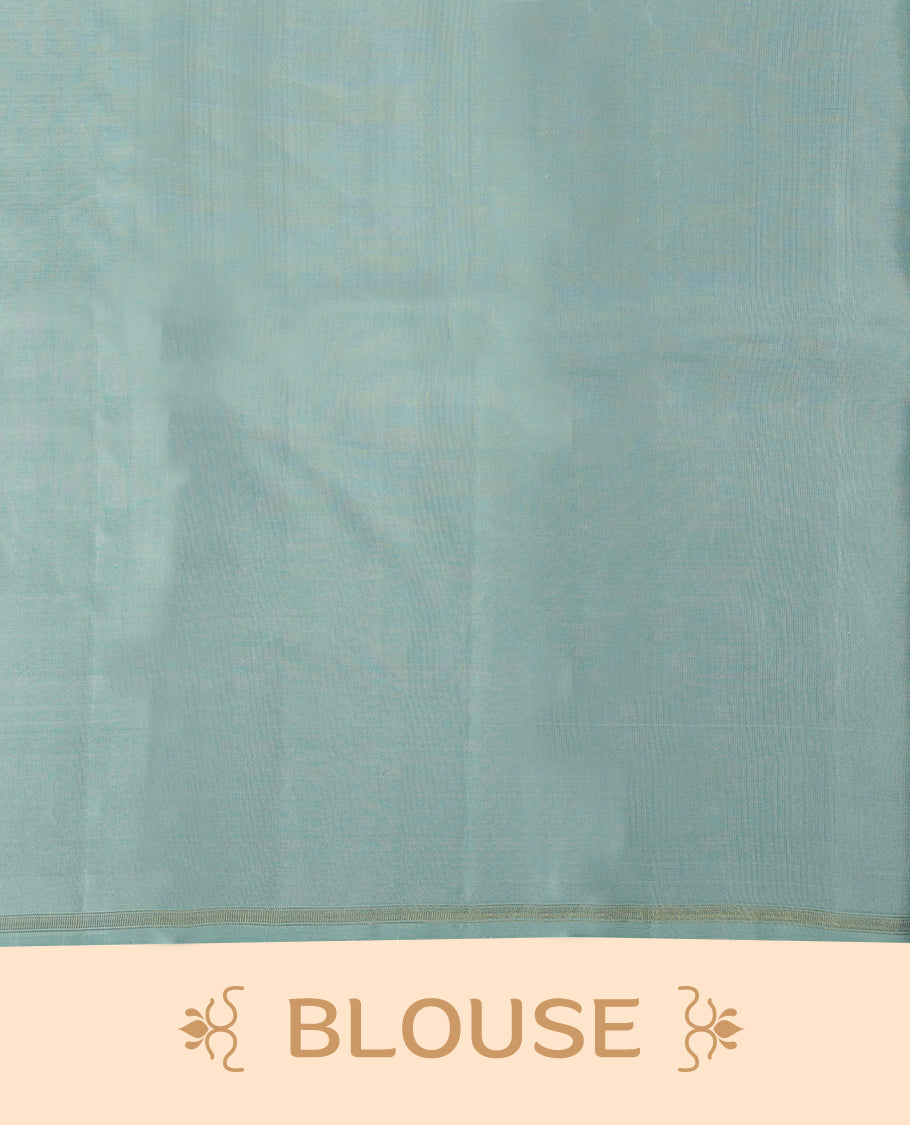 Baby Blue Colour Pure Kancheepuram Traditional Silk Saree having Thread Worked Body with Border and Blouse