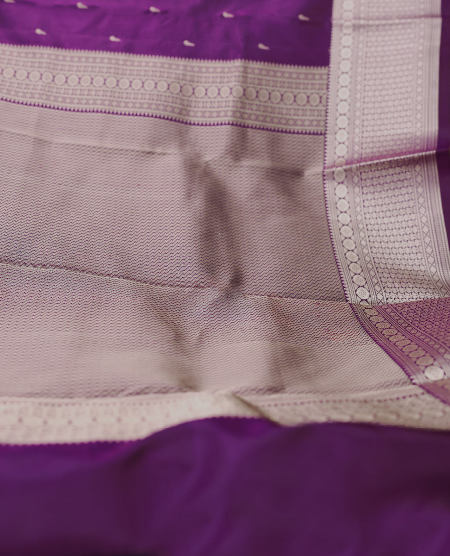 Grape Wine Colour Vasundhara Silk Saree having Thread Buttas in Body with Border and Self Coloured Blouse