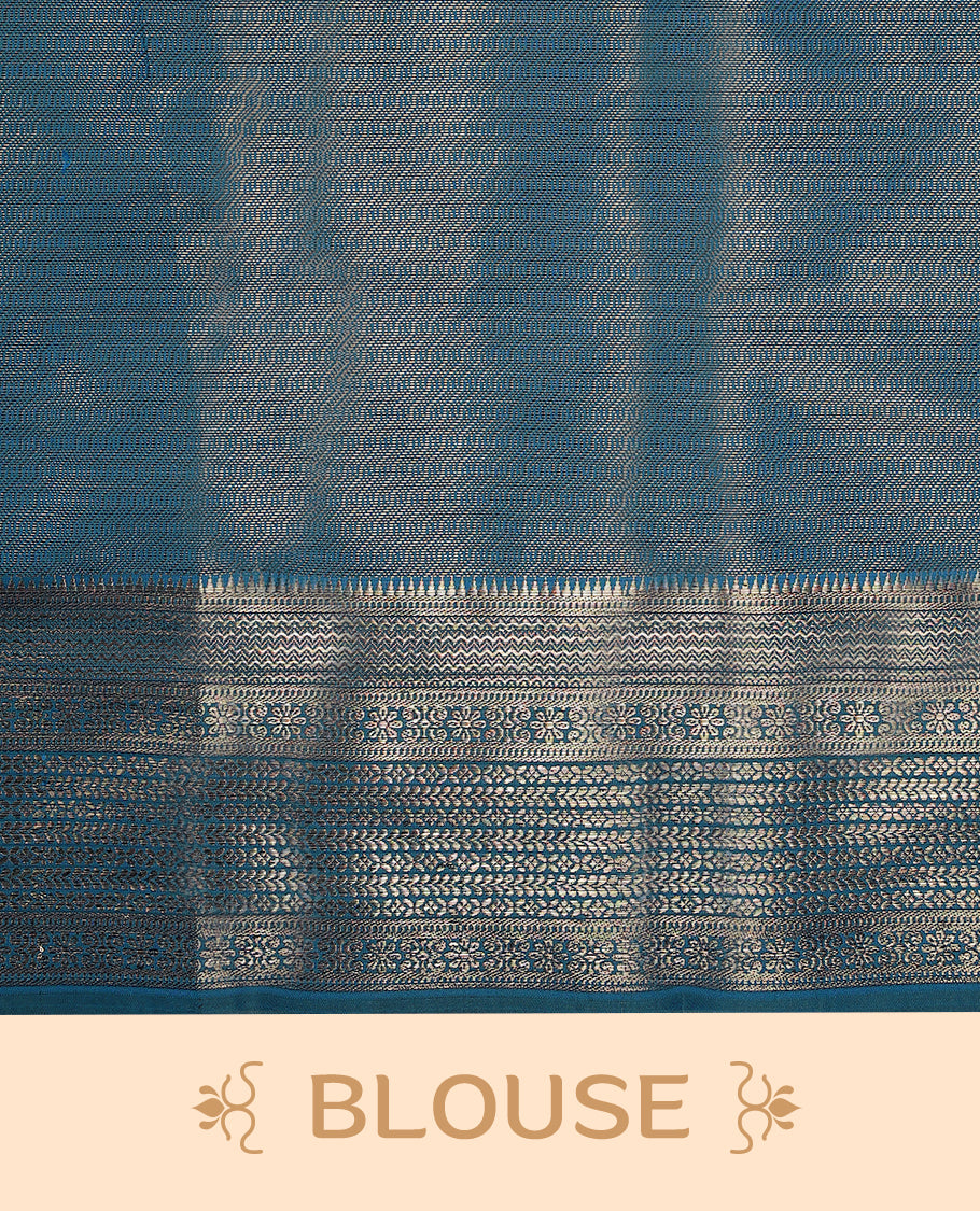 Blue Art Soft Silk Saree showcases intricate silver zari work on the body and border, paired with a matching blouse