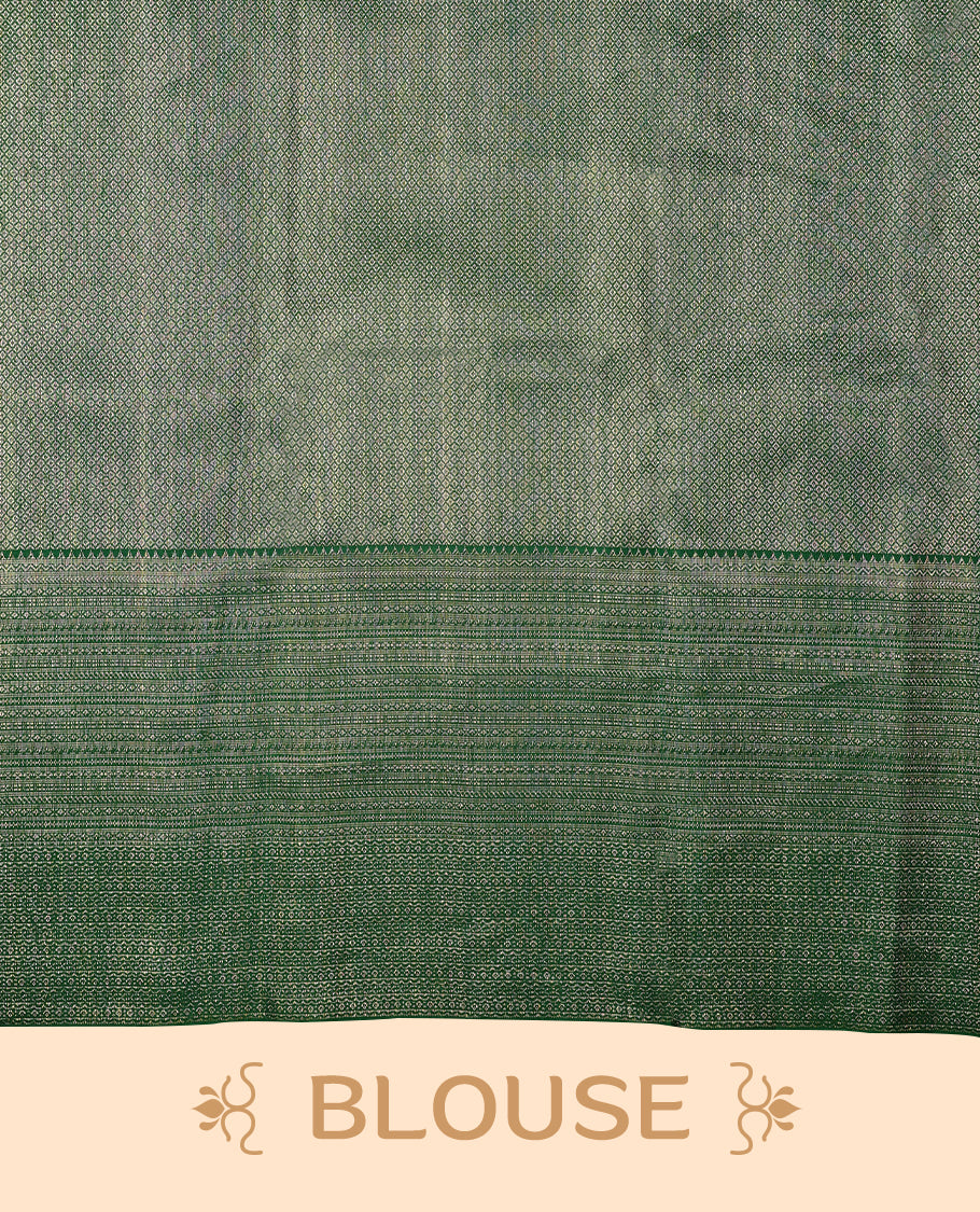 Green Colour Kancheepuram Wedding Silk Saree having Brocade Body and Border with Self Coloured Blouse