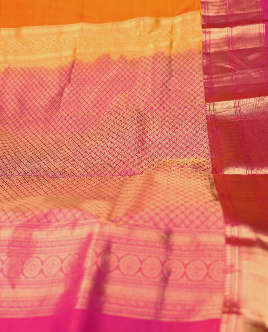 Orange Colour Vasundhara Silk Saree having Golden Thread Work in Body with Contrast Border and Blouse