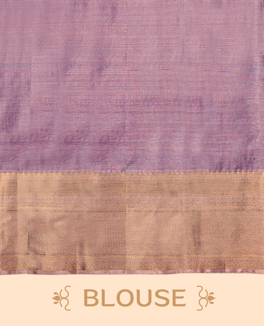 Purple Colour Tissue Silk Saree having Floral Jaal Designed Body with Contrast Border and Self Coloured Blouse