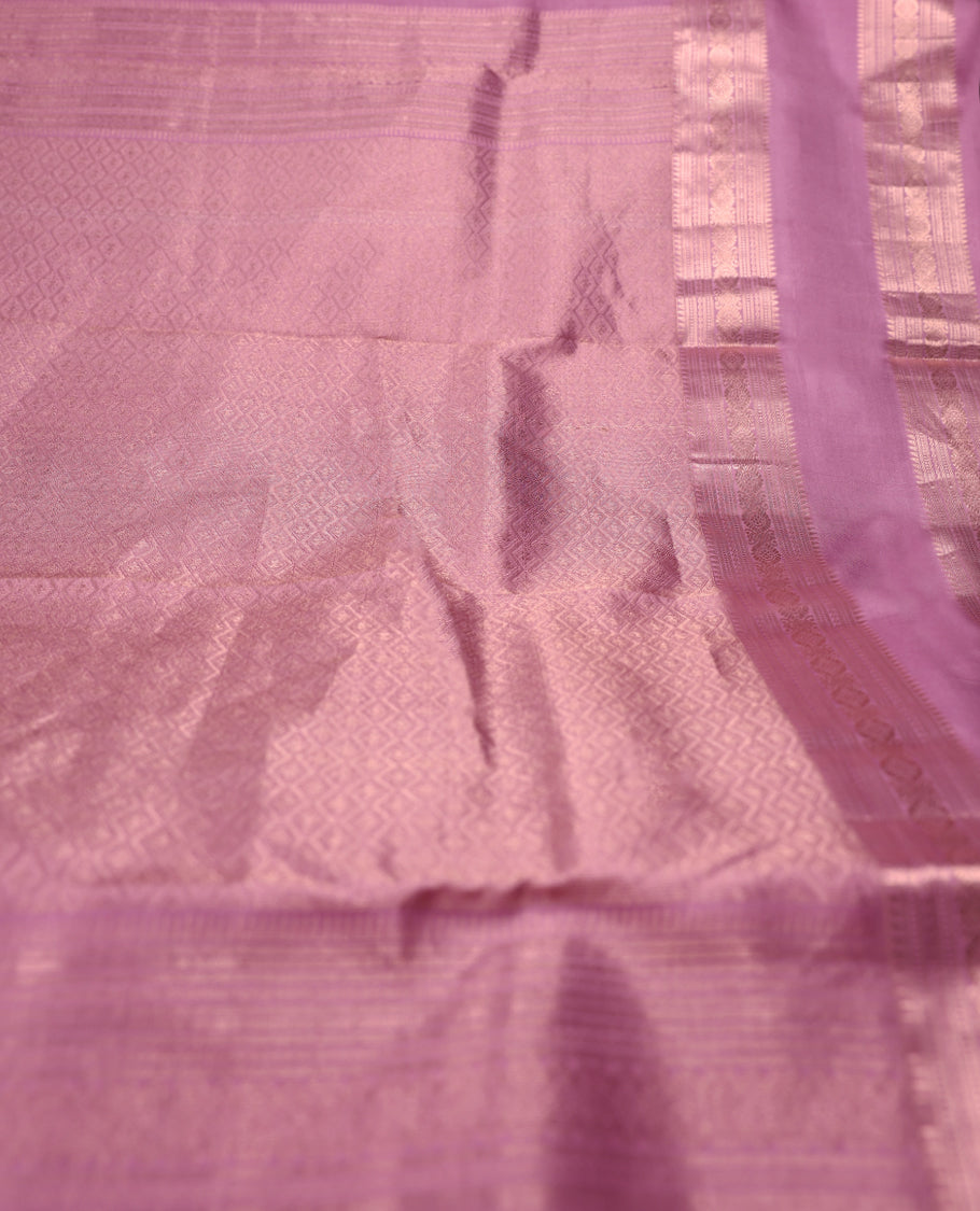 Light Onion Pink Colour Vasundhara Silk Saree having Golden Worked Body with Golden Border and Self Coloured Blouse