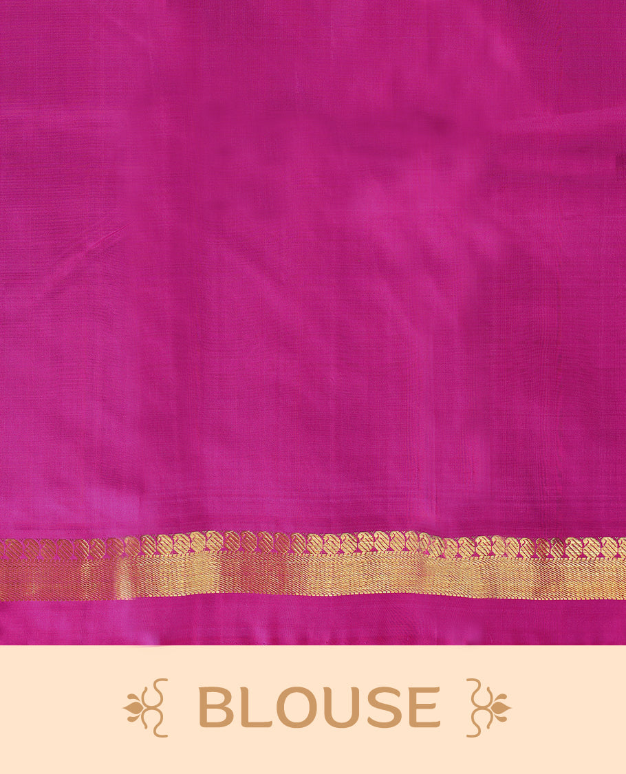 Double Shade Purple Colour Pure Kancheepuram Traditional Silk Saree having Plain Body with Contrast Border and Blouse