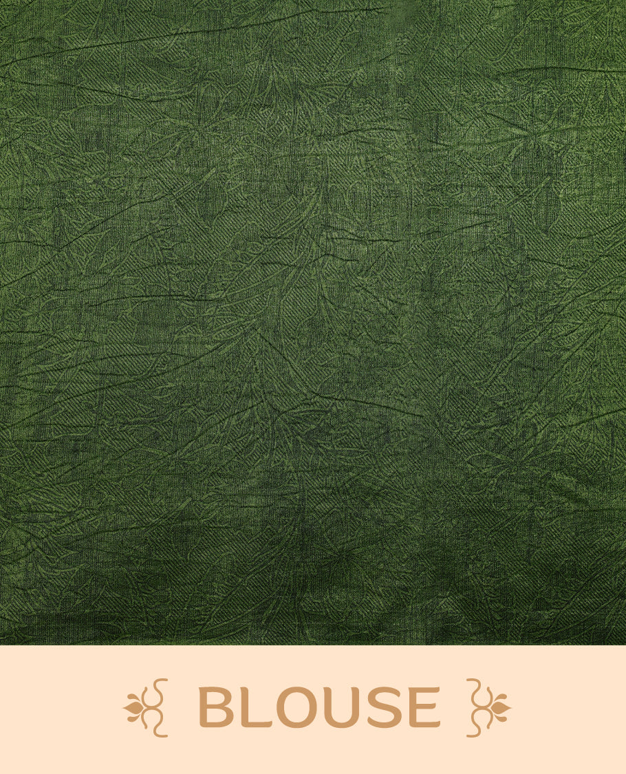 Purple colour Manipuri saree with bold green abstract patterns, without border, and comes with a matching blouse.