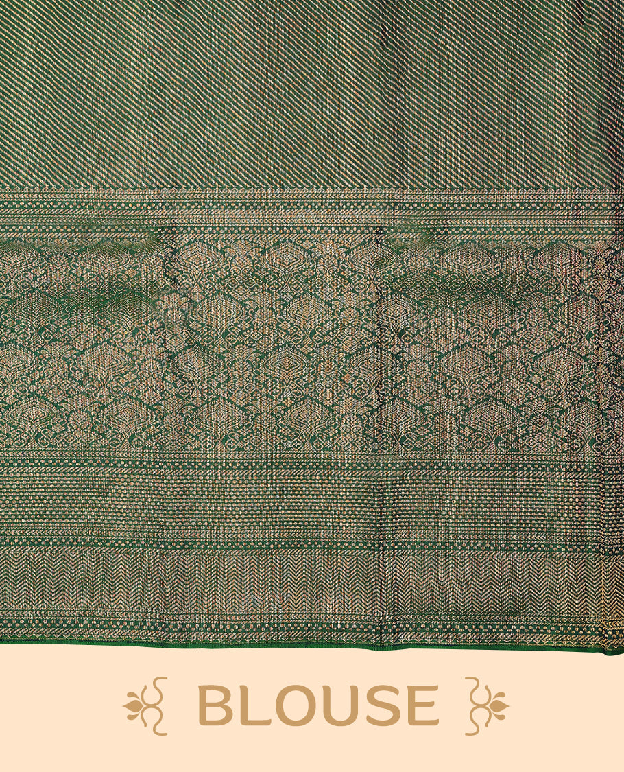 Peacock Green Colour Kancheepuram Wedding Silk Saree having Brocade Body and Border with Self Coloured Blouse