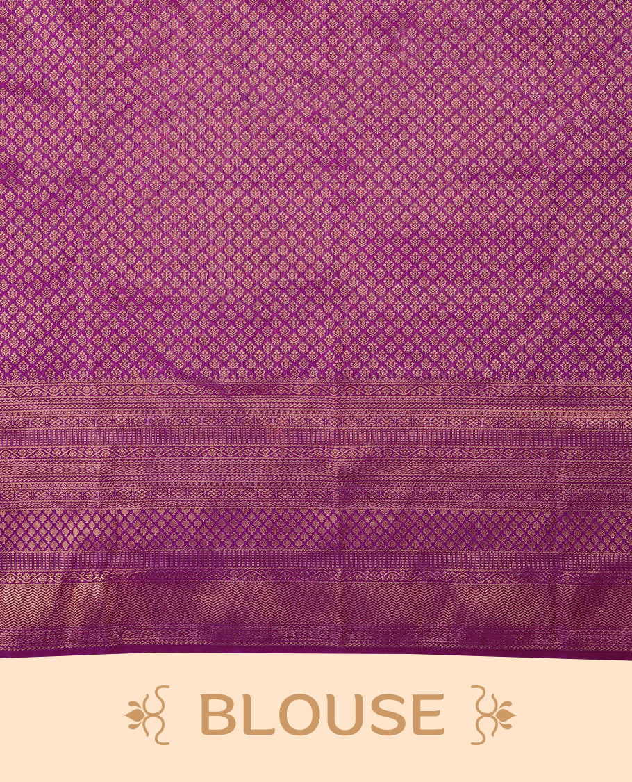 Vadamalli colour Kancheepuram saree featuring an antique zari brocade body, complemented by a traditional border and a matching blouse.