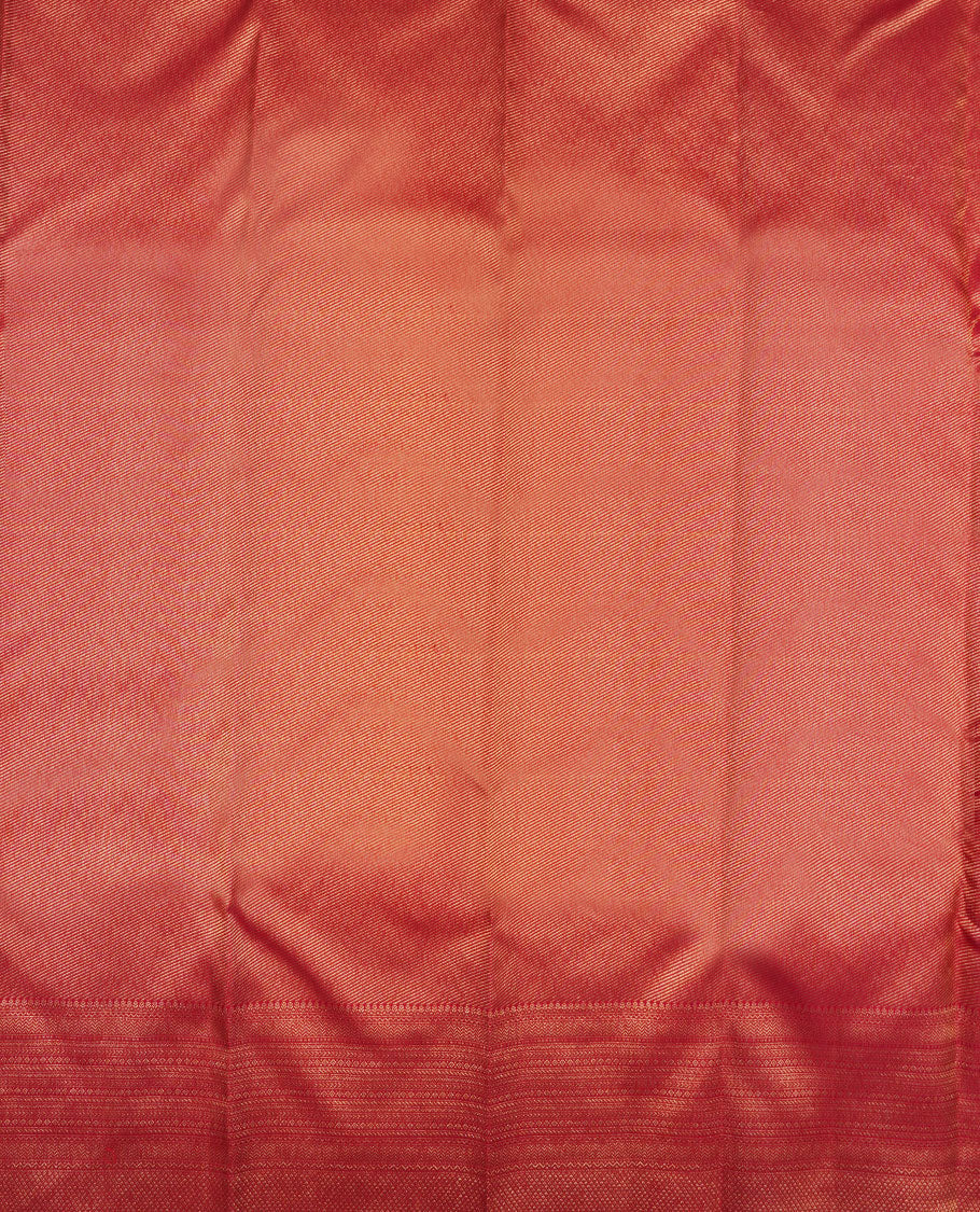 Dark Maroon colour Kanchipuram pattern Manthrakodi saree featuring geometric antique zari jacquard pattern, self turning border and zari jaquard blouse piece.