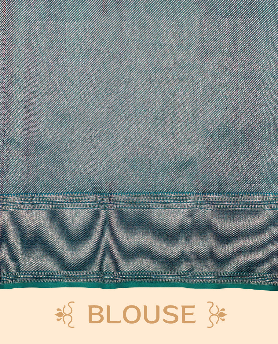Light Peacock Colour Kancheepuram Wedding Silk Saree having Zari Worked Body and Border with Self Coloured Blouse