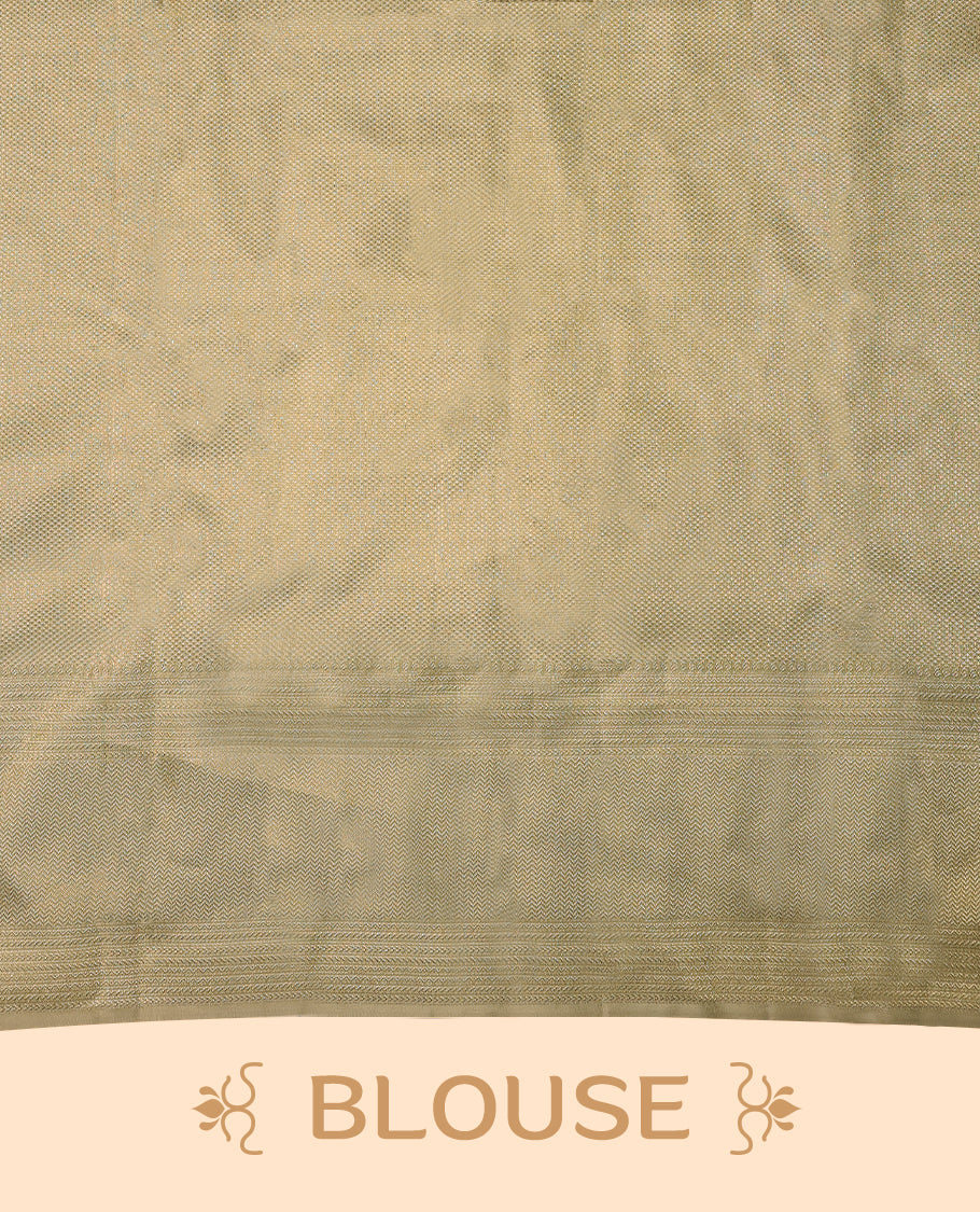 Pastel Elaichi Green Colour Kancheepuram Silk Saree having Zari Worked Body with Brocade Border and Self Coloured Blouse
