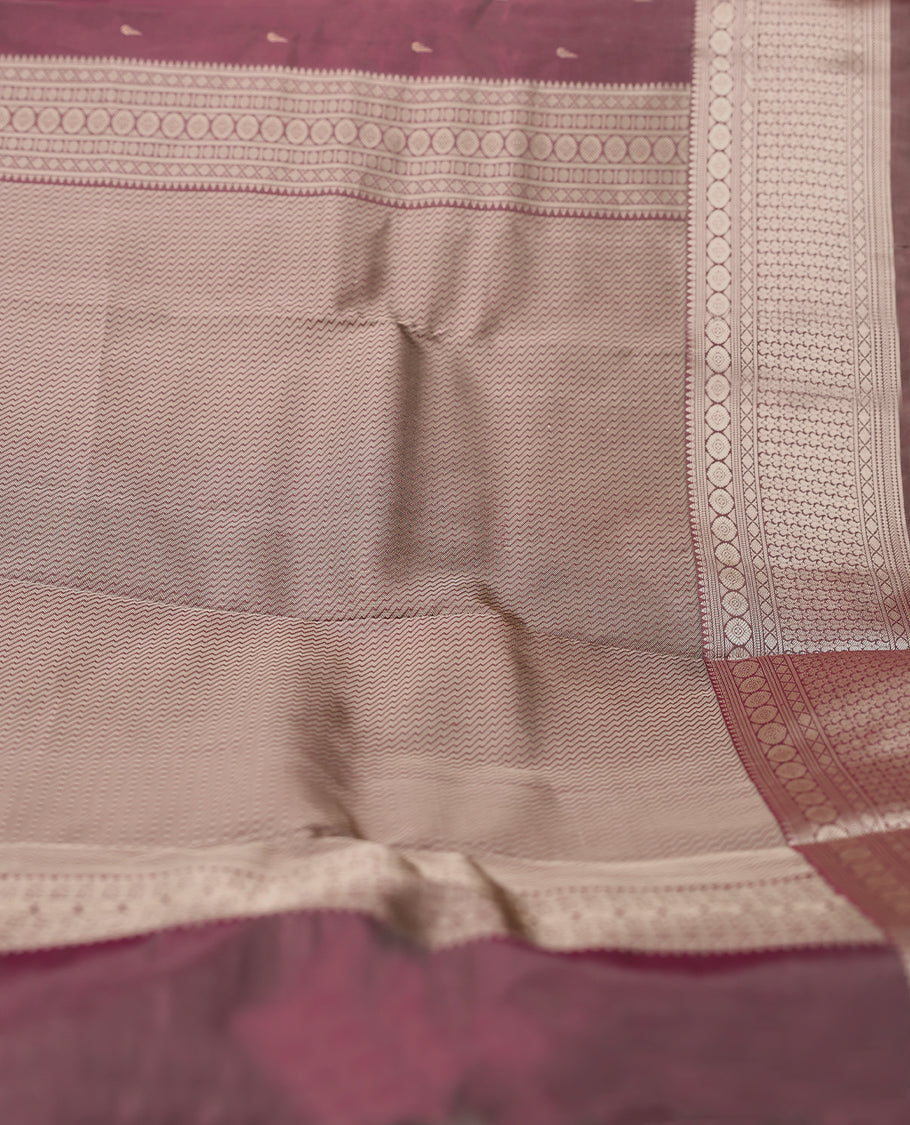 Faded Purple Colour Vasundhara Silk Saree having Thread Buttas in Body with Border and Self Coloured Blouse