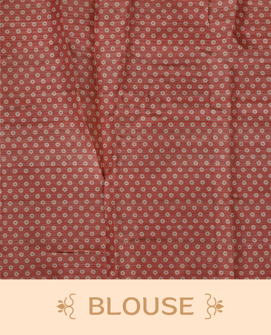 Beige and rose pink colour saree featuring a soft woven texture & The shaded pink pallu enhances its elegant drape & Finished with neat tassels and paired with a matching blouse piece.