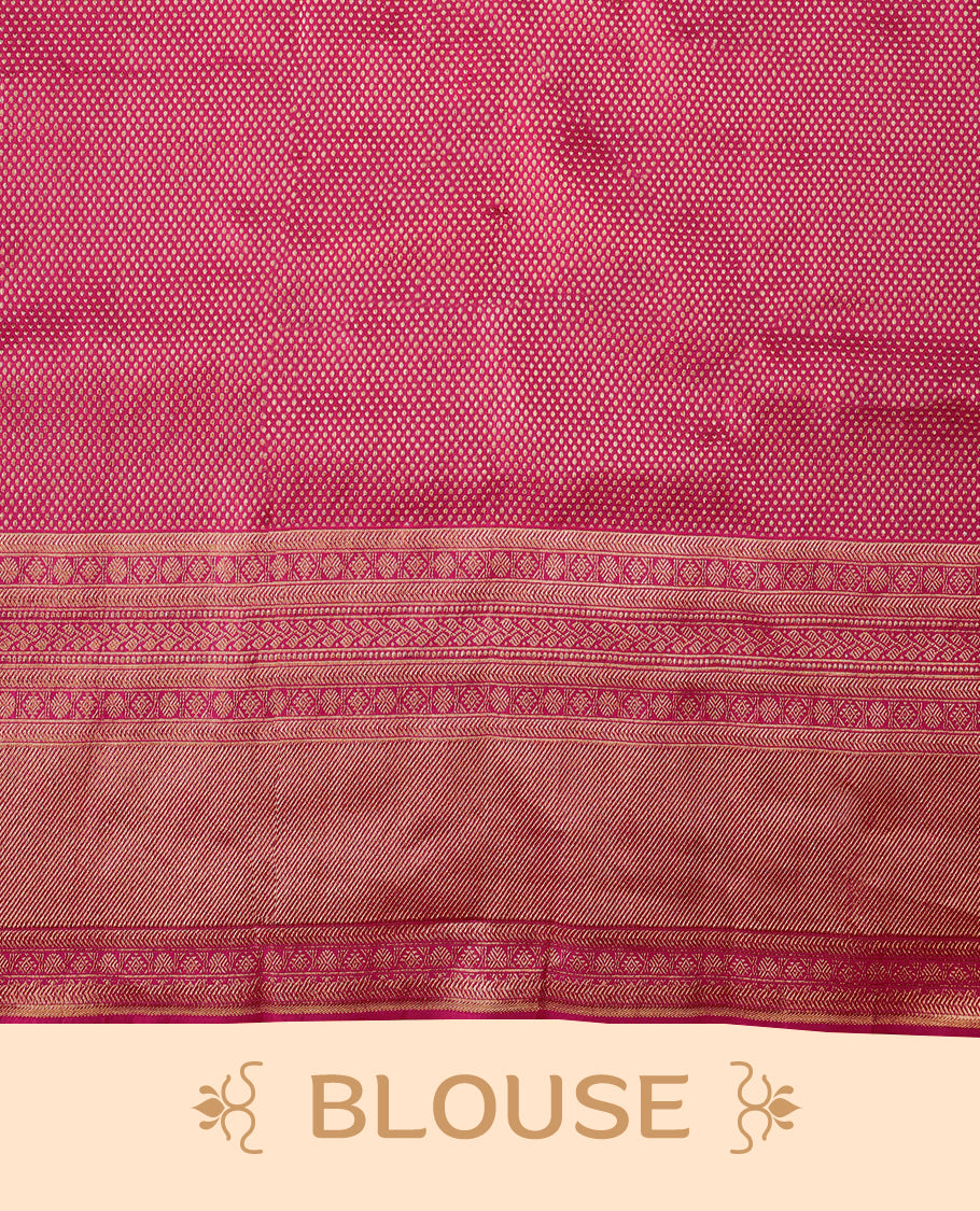 Magenta Kancheepuram Silk Brocade Saree having Brocade Body with Self Coloured Brocade Border and Blouse