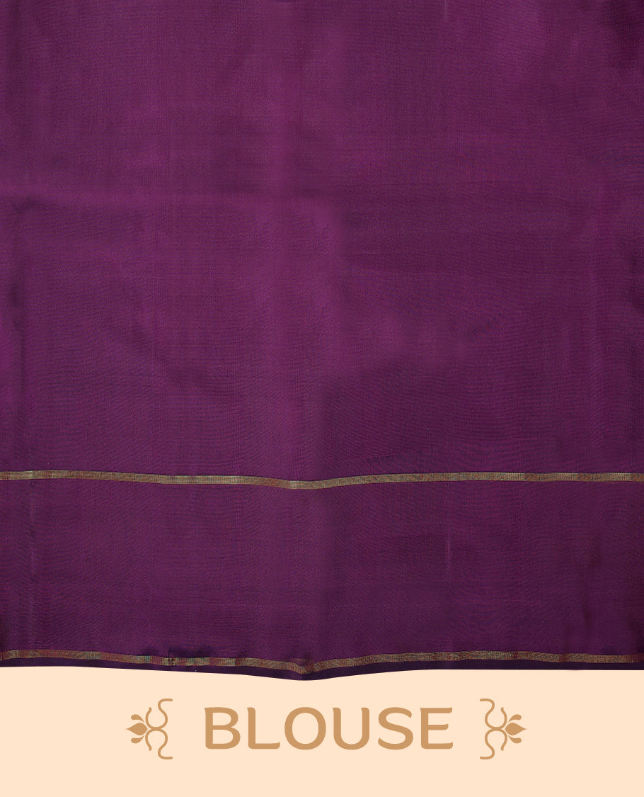 Grape Colour Pure Kancheepuram Traditional Silk Saree having Zari Worked Body with Thin Border and Blouse