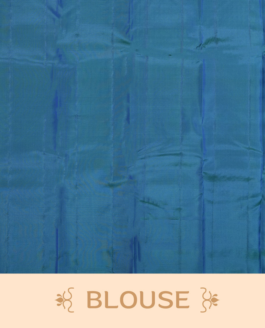 Peacock Blue Colour Semi Soft Silk Saree Featuring a Self Coloured Patterned Body, Complemented by Self Coloured Pallu & Border and a Matching Blouse Piece