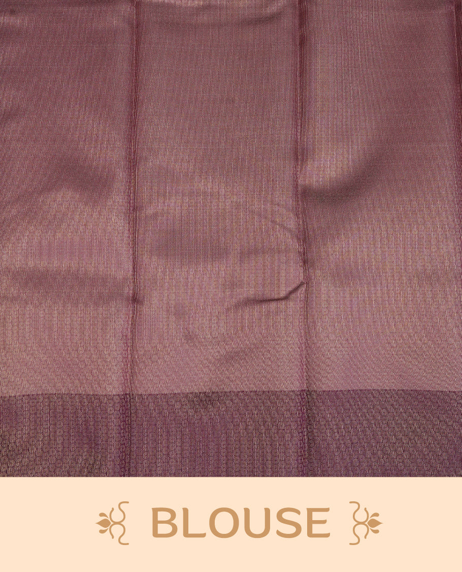 Off White Colour Semi Silk Saree Featuring Purple thread buttas On Body, Highlighted by contrast border with Mango motifs, paired with matching blouse piece.