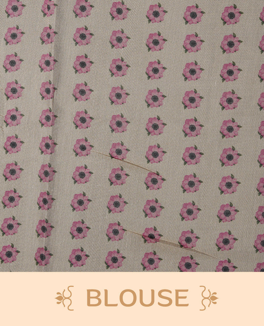 Kerala Tissue saree with Floral Prints and without border with Matching Blouse