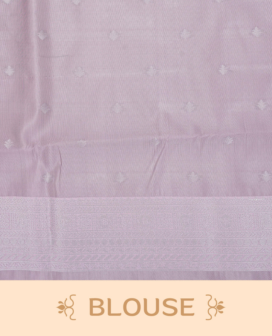 Navy blue colour semi silk saree featuring Silver zari pattern on body, complemented by contrast Pink colour with silver zari border, comes with matching blouse piece.