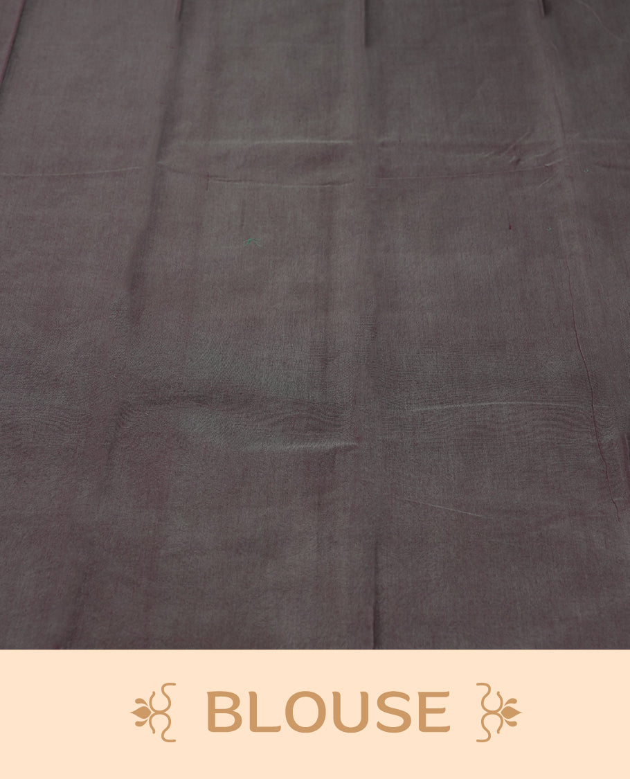 Sea green colour silk cotton saree featuring with delicate vertical copper & silver zari lines on the body, Crafted without a border for a classy touch, Comes with a matching blouse for a perfectly coordinated look.