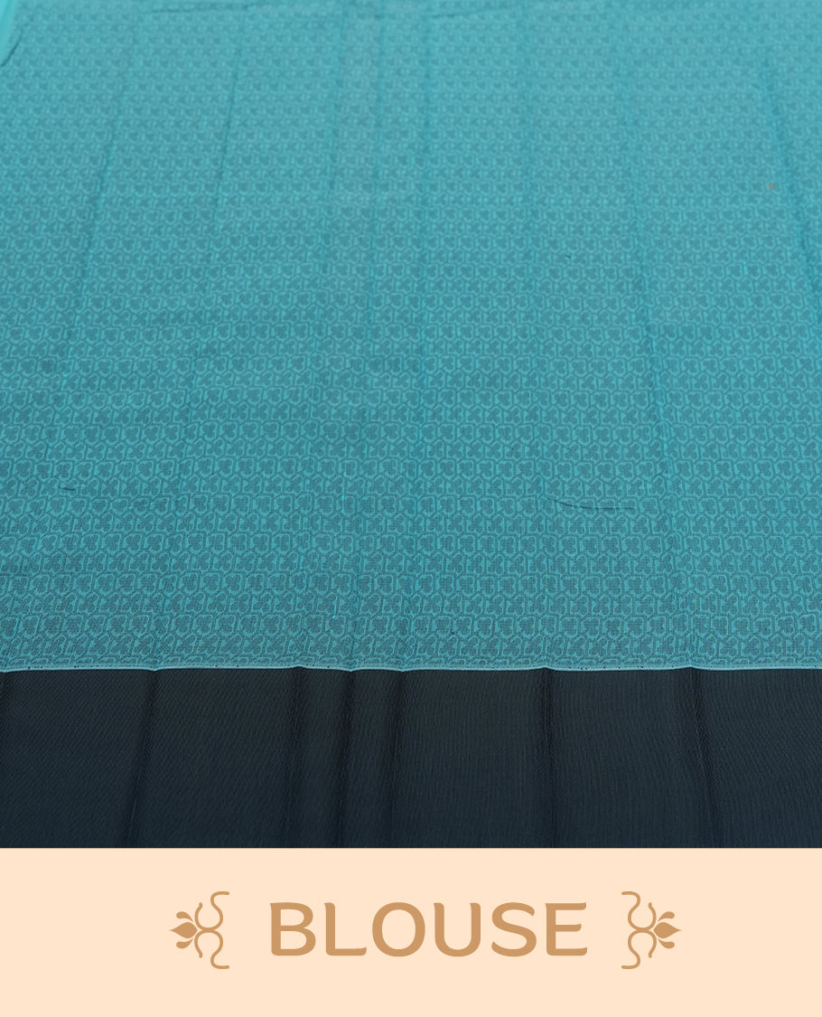 Sky blue colour silk cotton saree featuring elegant floral zari motifs on the body, complemented by a rich contrast dark plain border and pallu with traditional woven detailing & Comes with a matching blouse piece.
