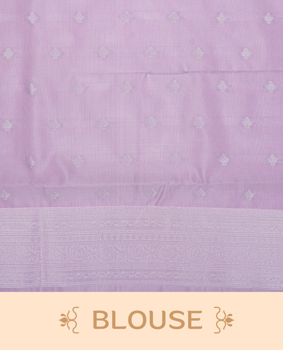 Green colour semi silk saree featuring Silver zari pattern on body, complemented by contrast Pink colour with silver zari border, comes with matching blouse piece.